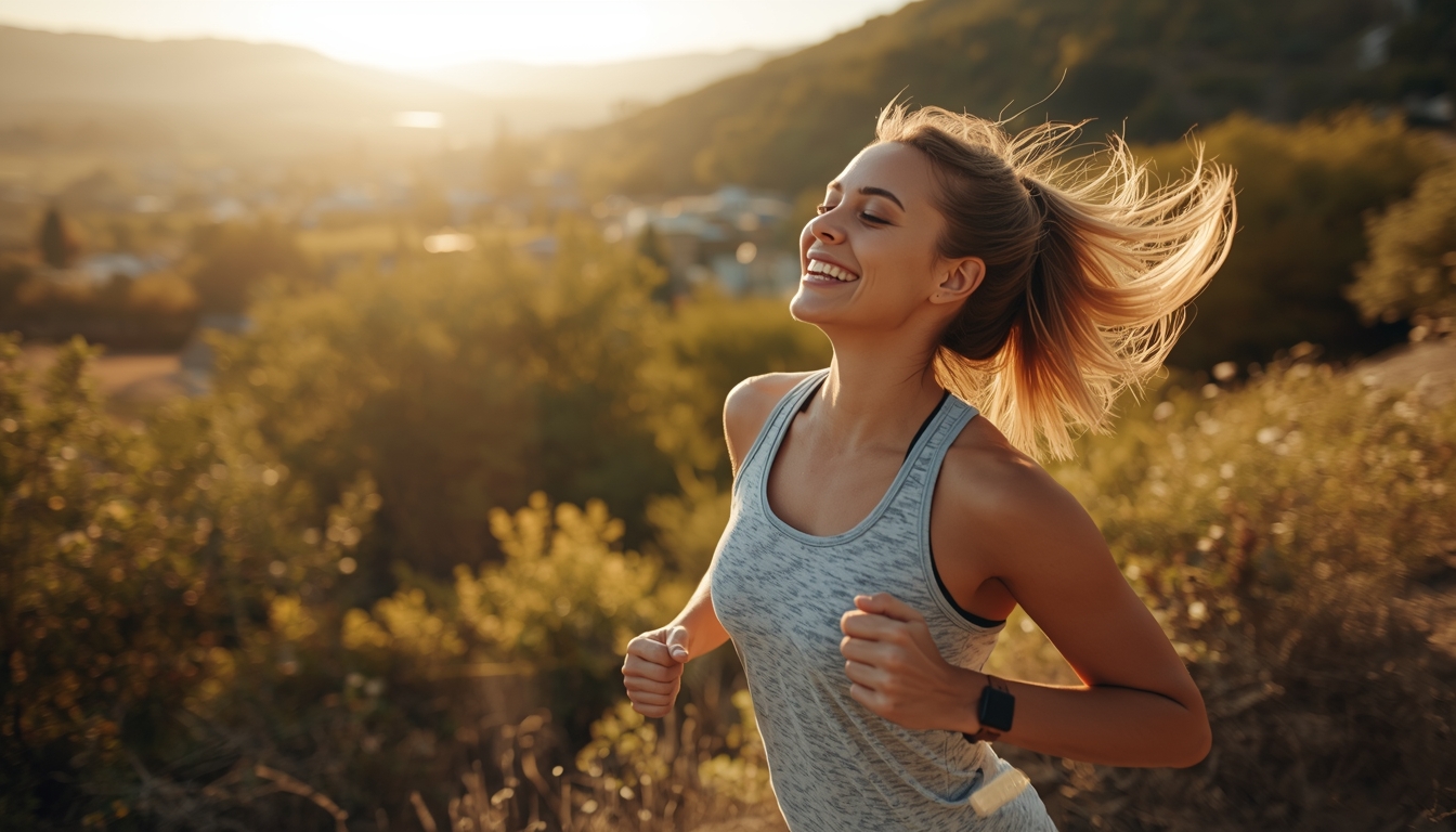 Person engaging in active outdoor lifestyle with energy and vitality